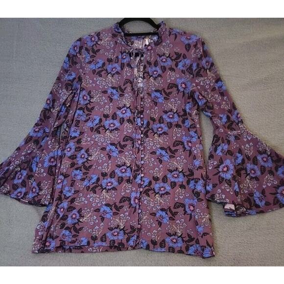 Free People‎ Size XS Women’s Purple Magic Mystery Tunic Bell Sleeve Tunic Top - Picture 1 of 8